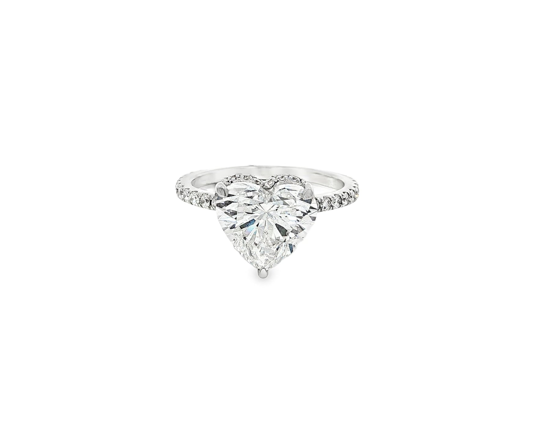 14k Heart Cut Petite Micropavé Engagement Ring 3.68 CT - AVI THE JEWELER