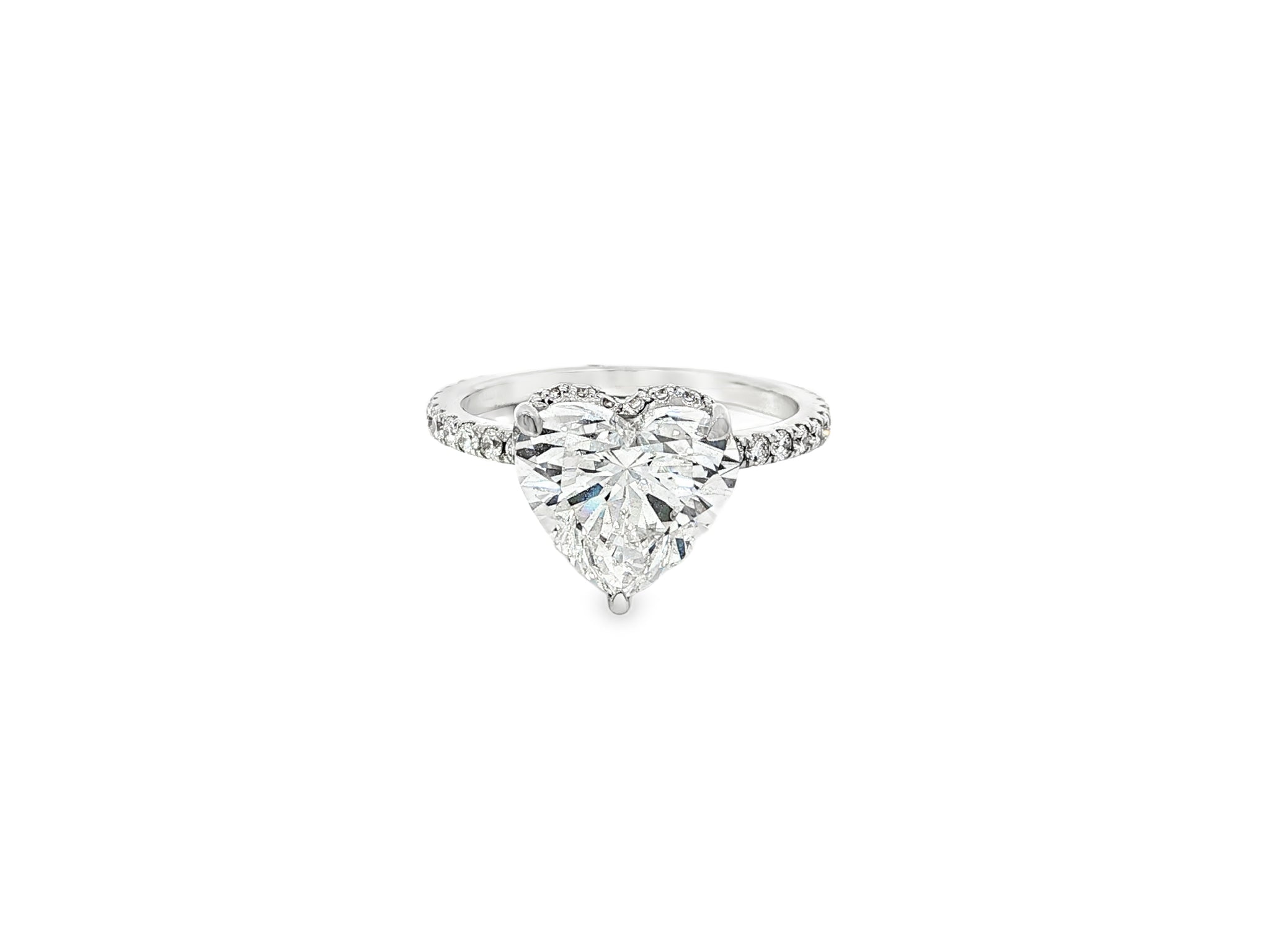 14k Heart Cut Petite Micropavé Engagement Ring 3.68 CT - AVI THE JEWELER