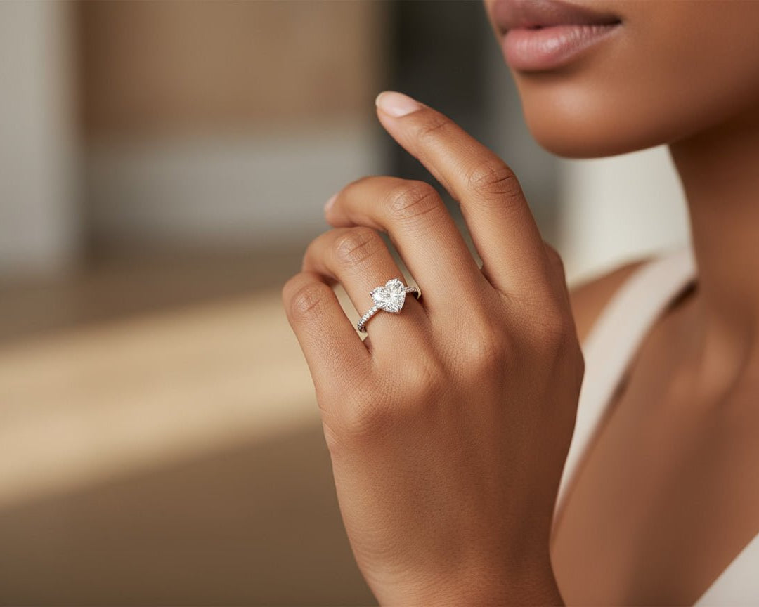 14k Heart Cut Petite Micropavé Engagement Ring 3.68 CT - AVI THE JEWELER