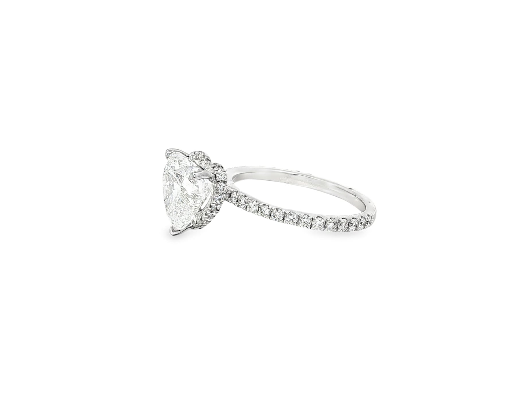 14k Heart Cut Petite Micropavé Engagement Ring 3.68 CT - AVI THE JEWELER