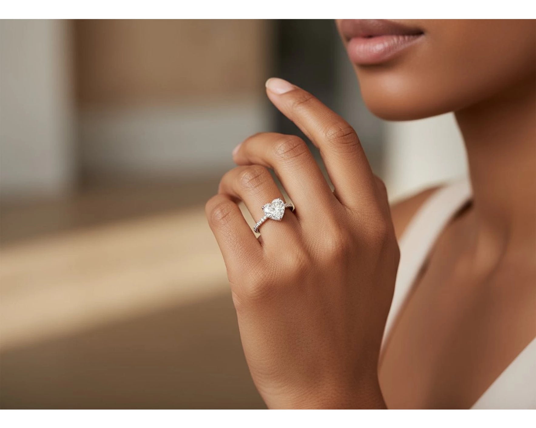 14k Heart Cut Petite Micropavé Engagement Ring 3.68 CT – view 2
