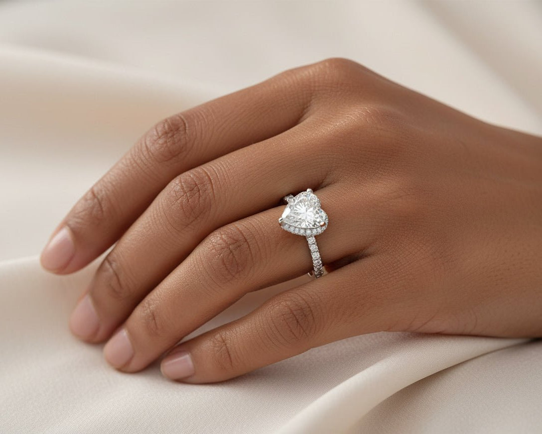 14k Heart Cut Petite Micropavé Engagement Ring 4.78 CT - AVI THE JEWELER