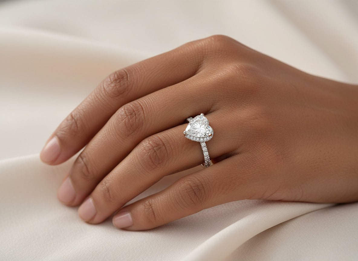 14k Heart Cut Petite Micropavé Engagement Ring 4.78 CT - AVI THE JEWELER