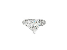 14k Heart Cut Triple Row Pavé Engagement Ring 7.87 CT