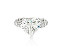 14k Heart Cut Triple Row Pavé Engagement Ring 7.87 CT