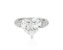 14k Heart Cut Triple Row Pavé Engagement Ring 7.87 CT