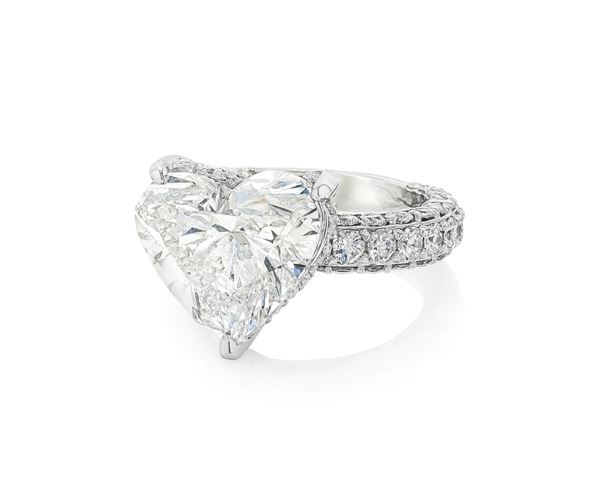 14k Heart Cut Triple Row Pavé Engagement Ring 7.87 CT – lifestyle 1896