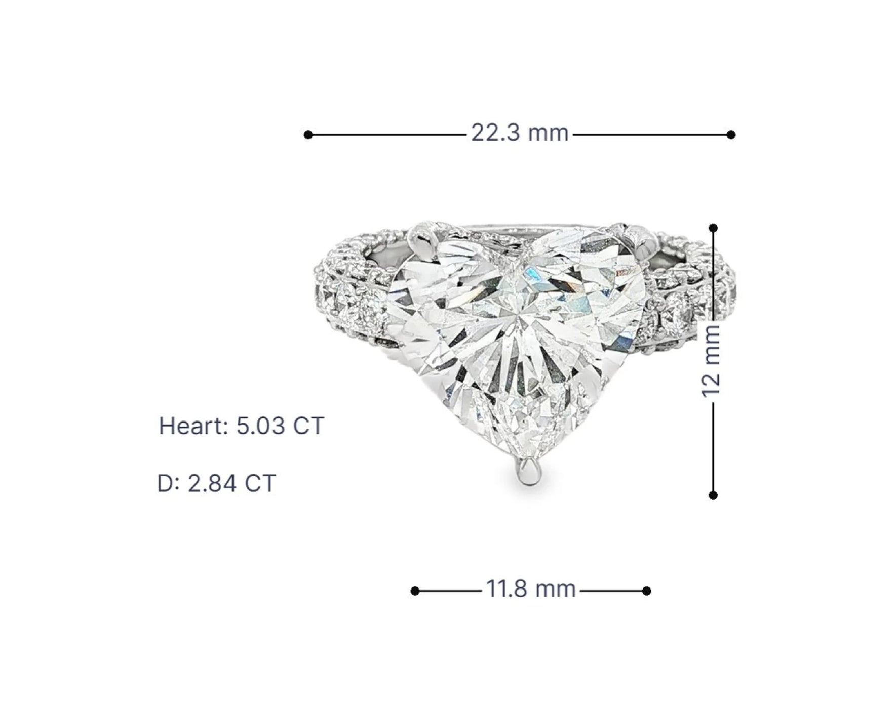 14k Heart Cut Triple Row Pavé Engagement Ring 7.87 CT – lifestyle 3058