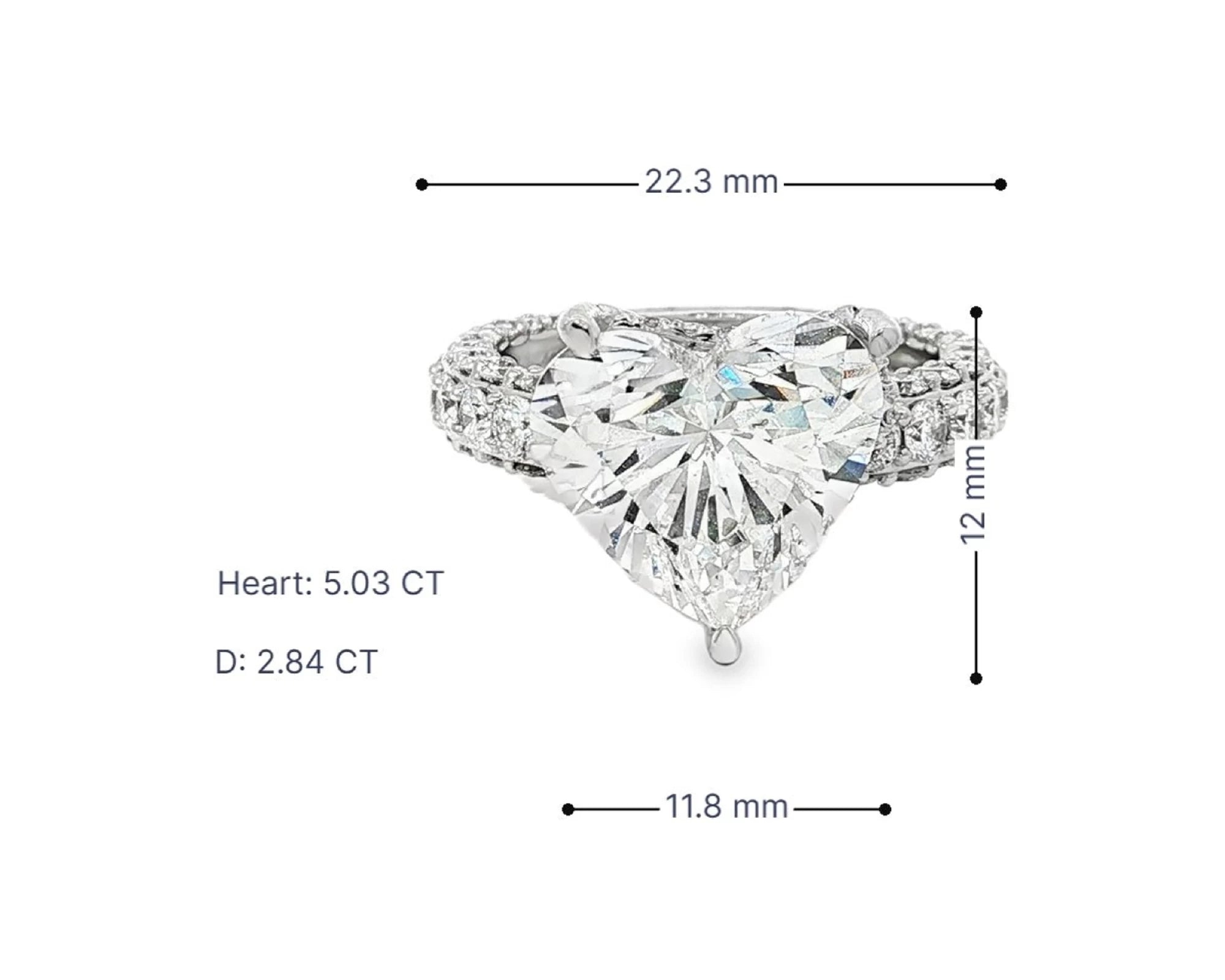 14k Heart Cut Triple Row Pavé Engagement Ring 7.87 CT – lifestyle 3058