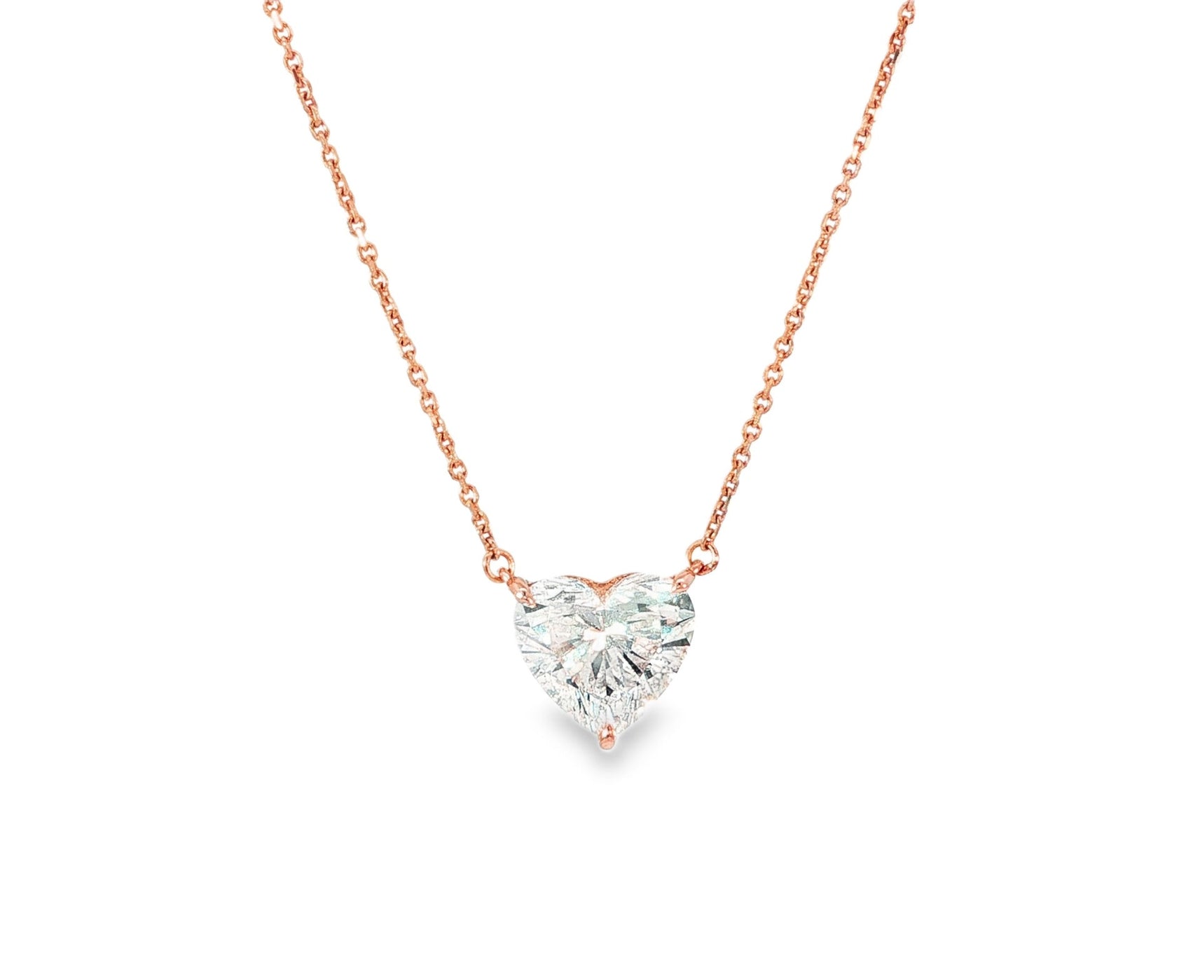 14k Lab - Grown Diamond Heart - Shaped Solitaire Necklace 3.09ct - AVI THE JEWELER