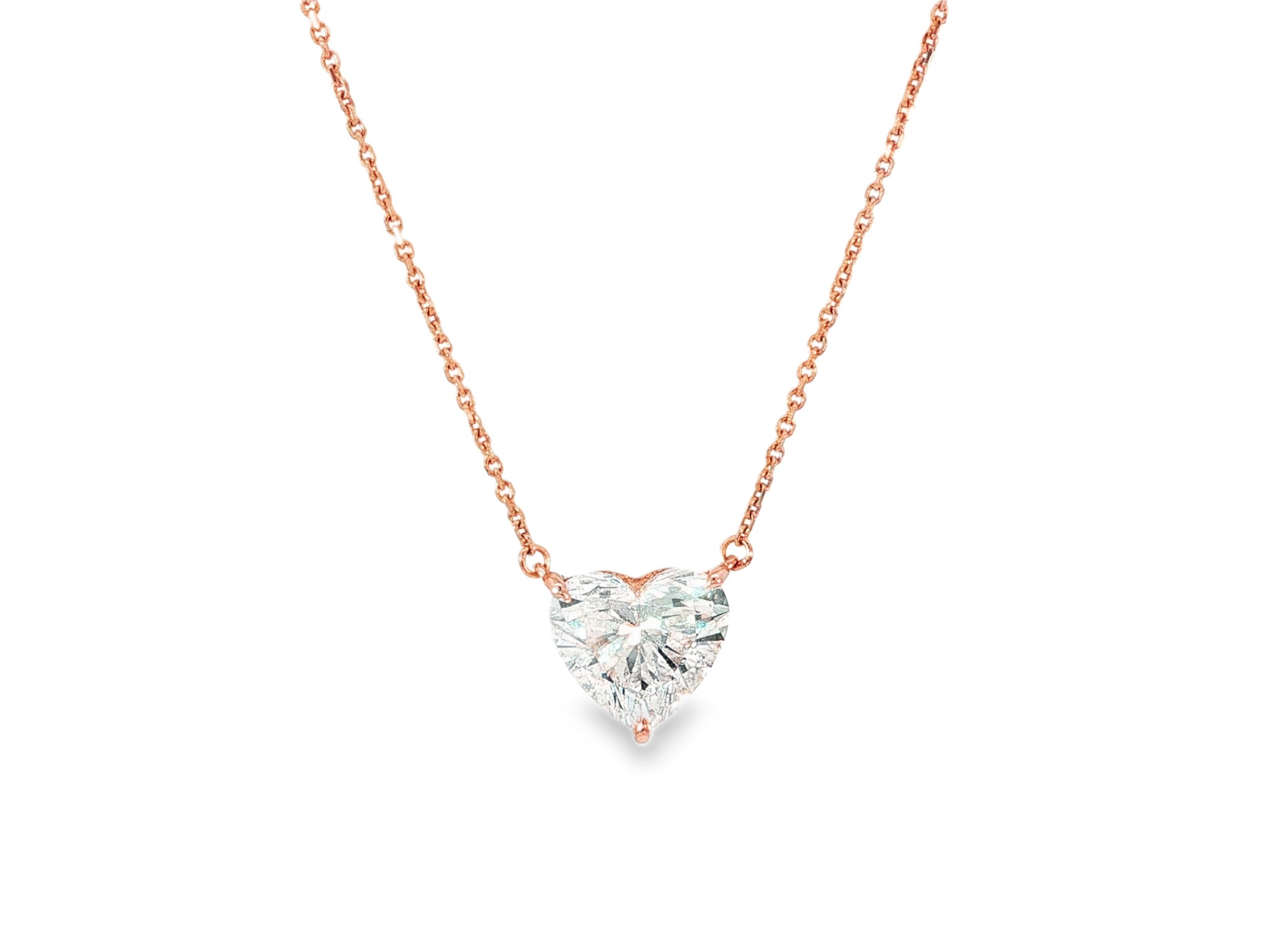 14k Lab - Grown Diamond Heart - Shaped Solitaire Necklace 3.09ct - AVI THE JEWELER