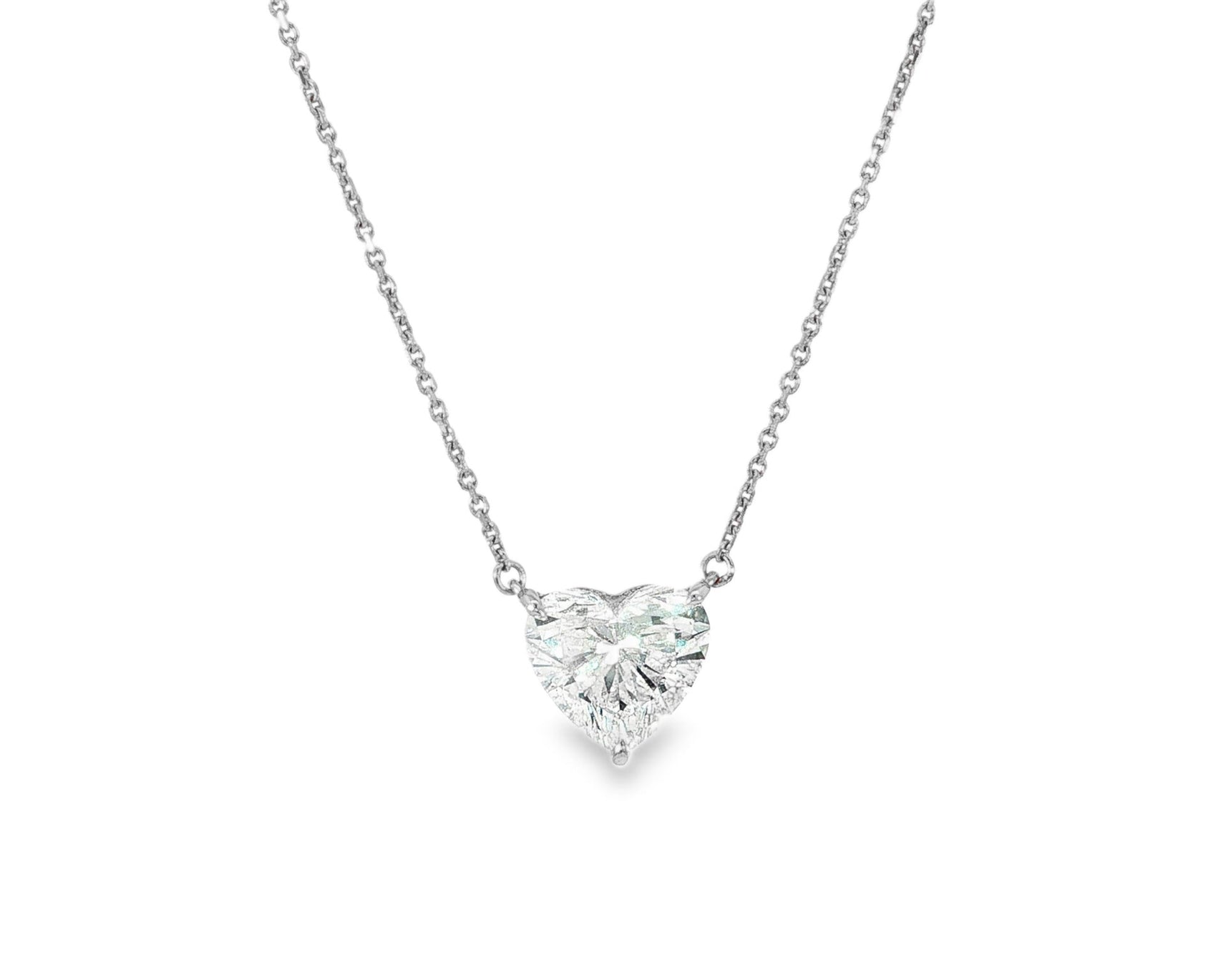 14k Lab - Grown Diamond Heart - Shaped Solitaire Necklace 3.09ct - AVI THE JEWELER