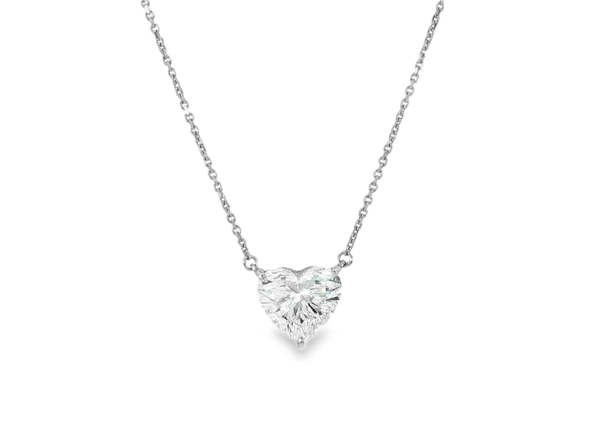 14k Lab - Grown Diamond Heart - Shaped Solitaire Necklace 3.09ct - AVI THE JEWELER