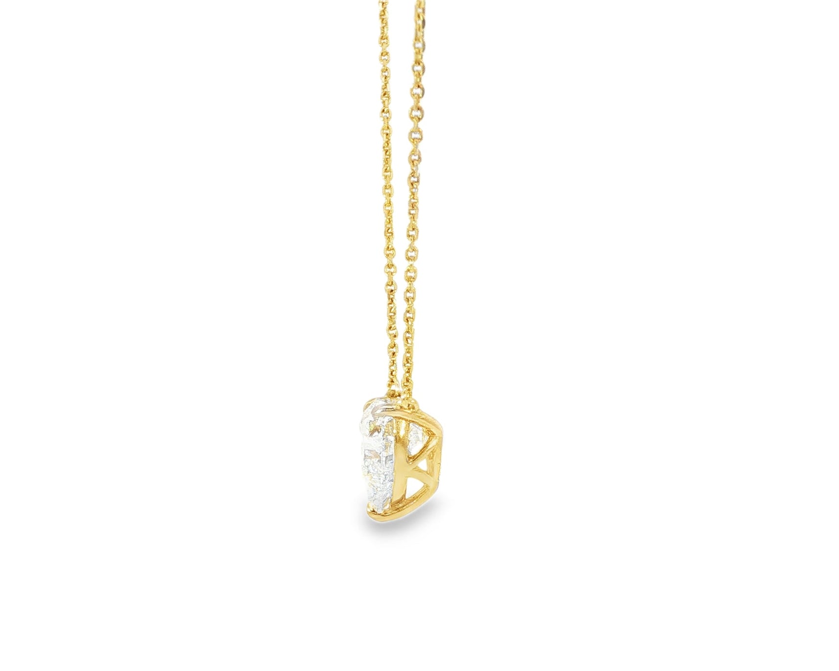 14k Lab - Grown Diamond Heart - Shaped Solitaire Necklace 3.09ct - AVI THE JEWELER
