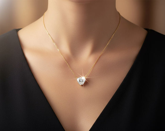 14k Lab - Grown Diamond Heart - Shaped Solitaire Necklace 3.09ct - AVI THE JEWELER