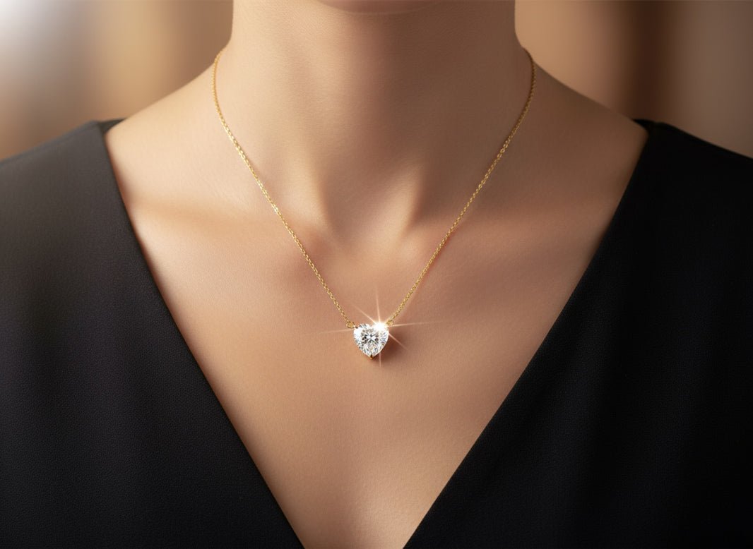14k Lab - Grown Diamond Heart - Shaped Solitaire Necklace 3.09ct - AVI THE JEWELER