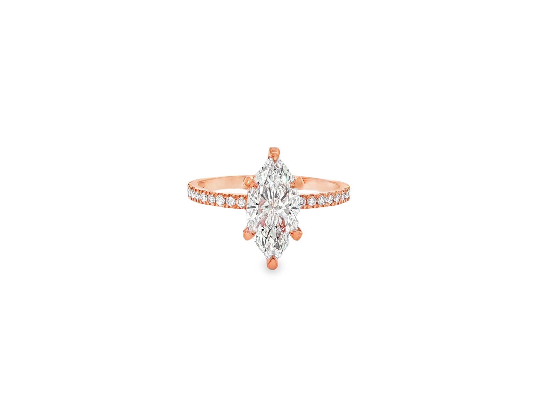 14k Marquise Cut Petite Micropavé Diamond Engagement Ring 1.76 CT - AVI THE JEWELER