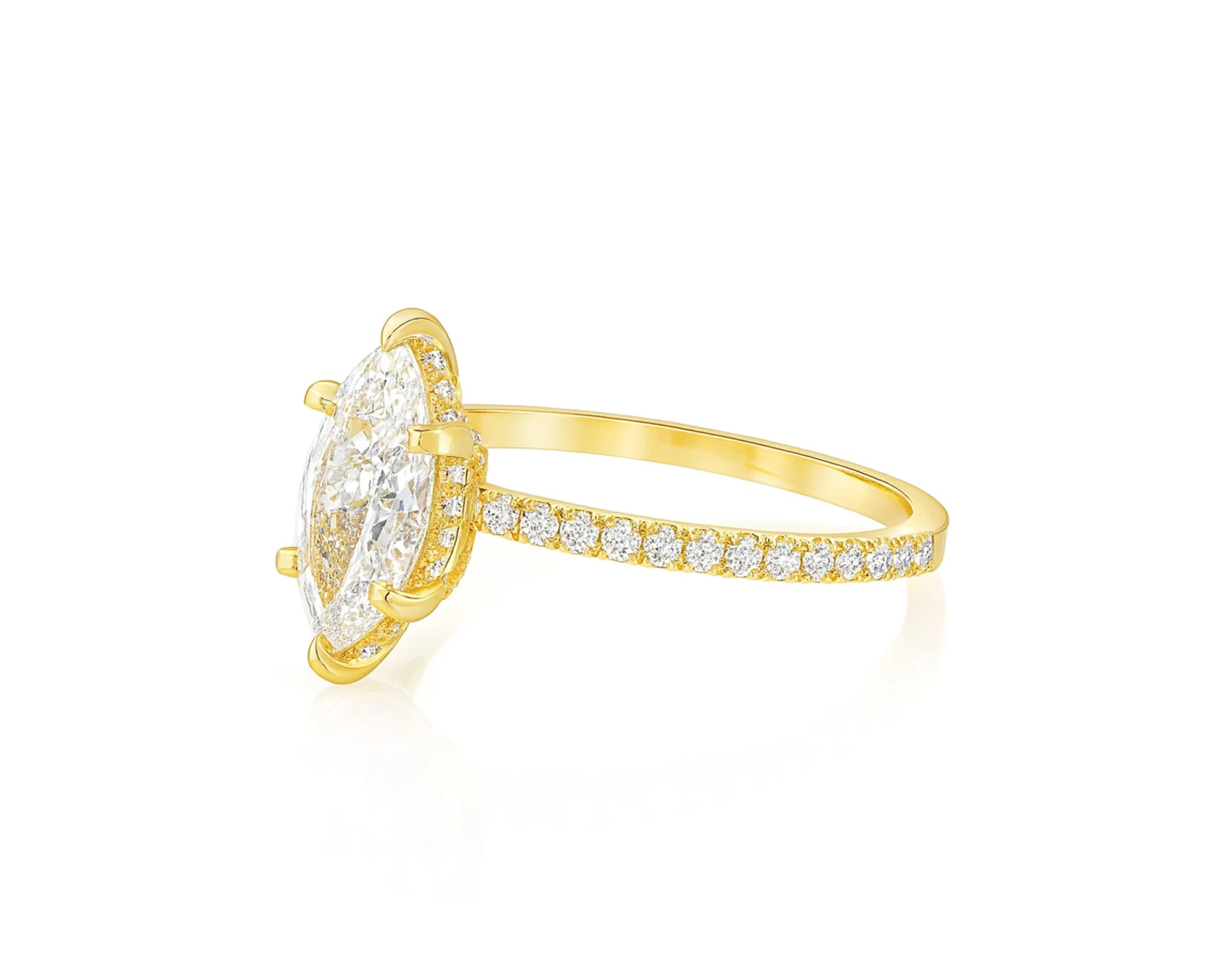 14k Marquise Cut Petite Micropavé Diamond Engagement Ring 1.76 CT – lifestyle 2207
