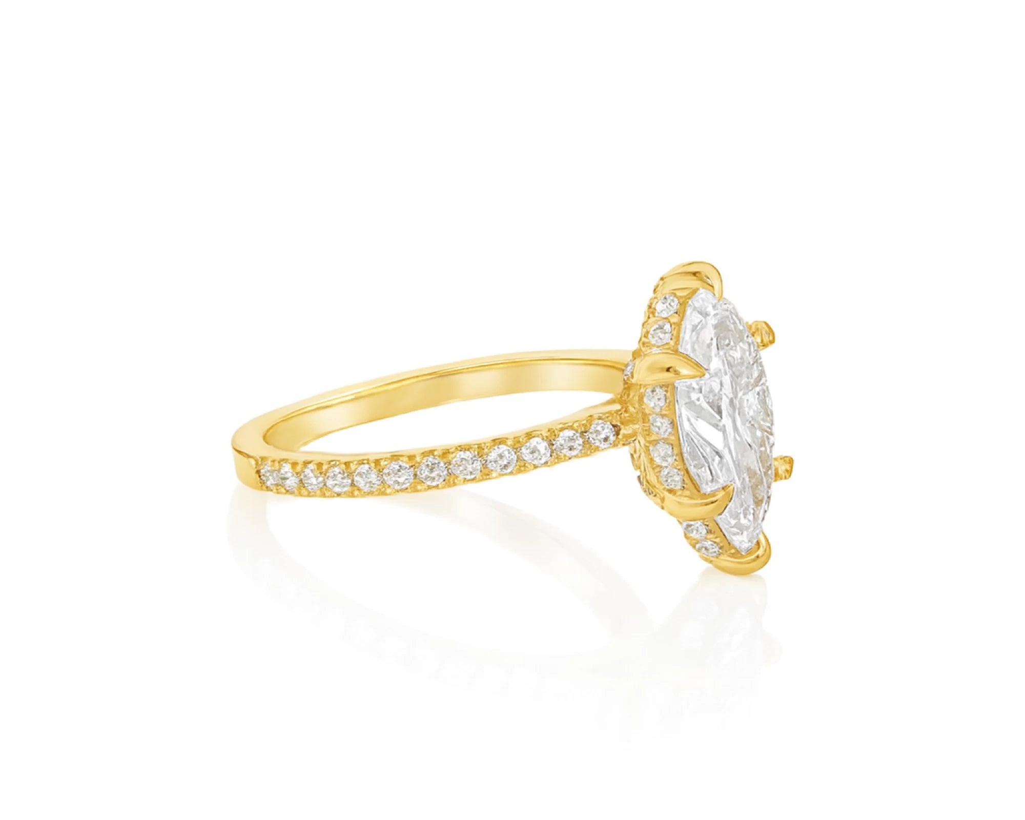 14k Marquise Cut Petite Micropavé Diamond Engagement Ring 1.76 CT – lifestyle 2211