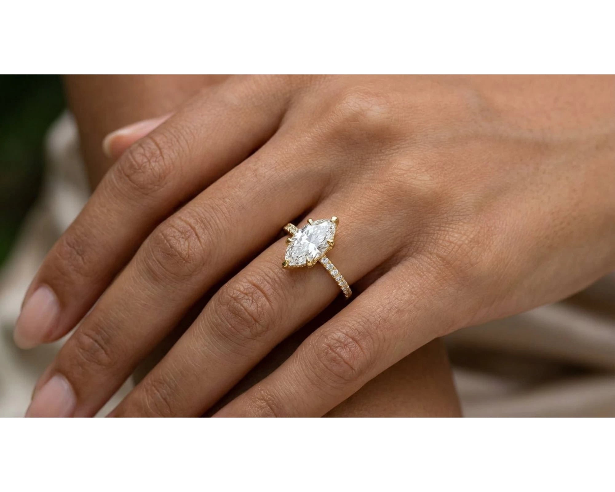14k Marquise Cut Petite Micropavé Diamond Engagement Ring 1.76 CT – view 2