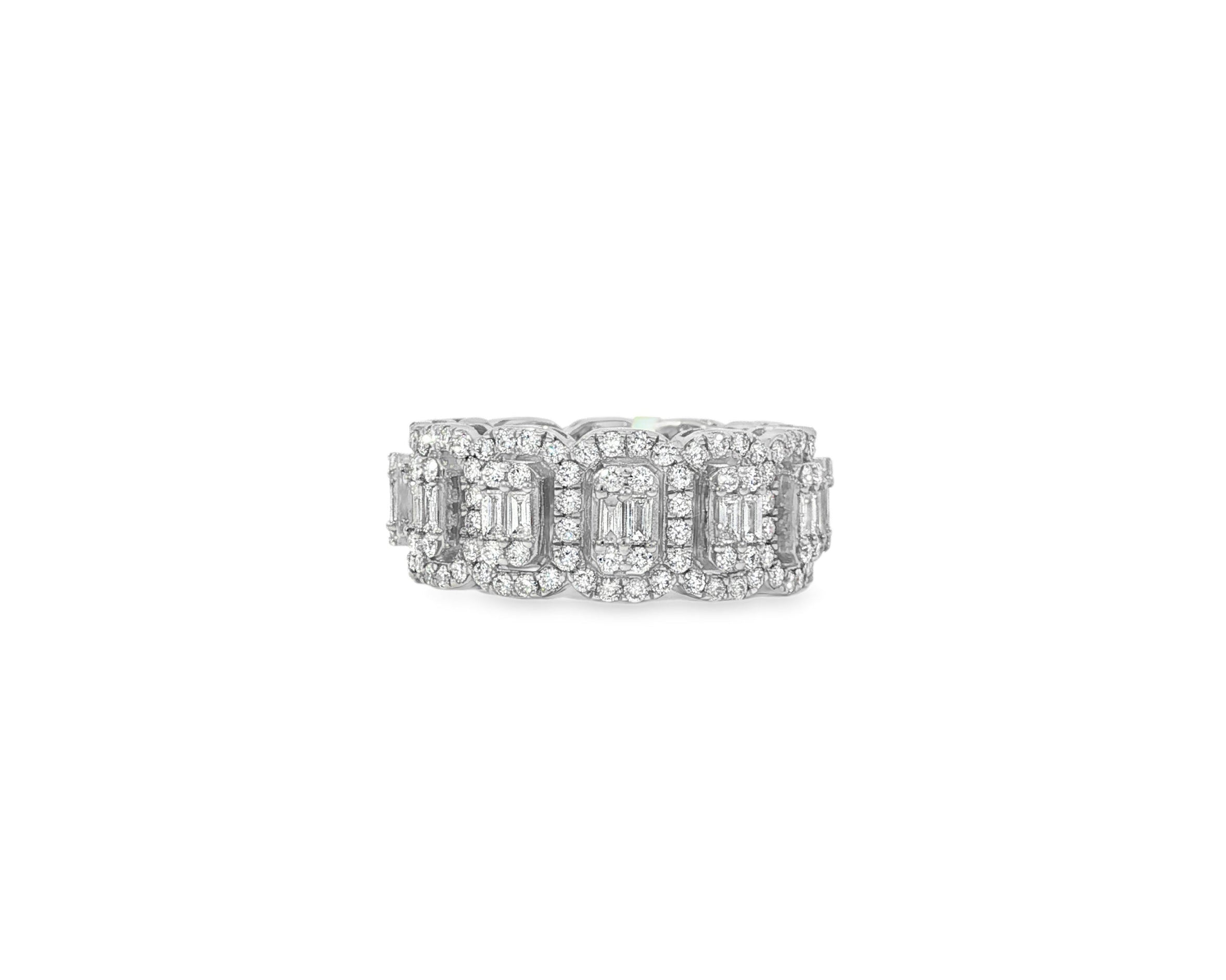 14k Natural Diamond Ring with Emerald - Cut & Round Cluster Design 3.45ct - AVI THE JEWELER