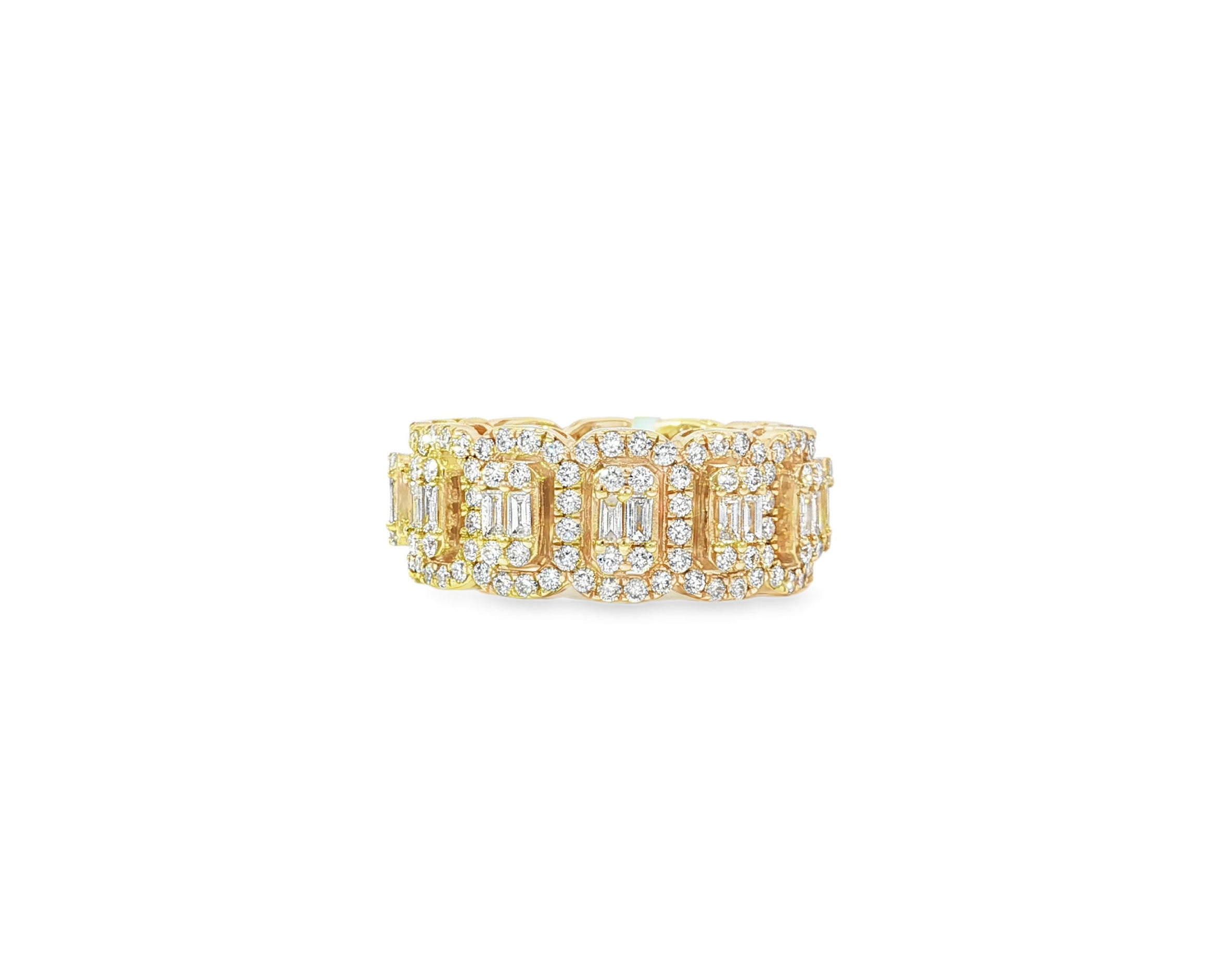 14k Natural Diamond Ring with Emerald - Cut & Round Cluster Design 3.45ct - AVI THE JEWELER