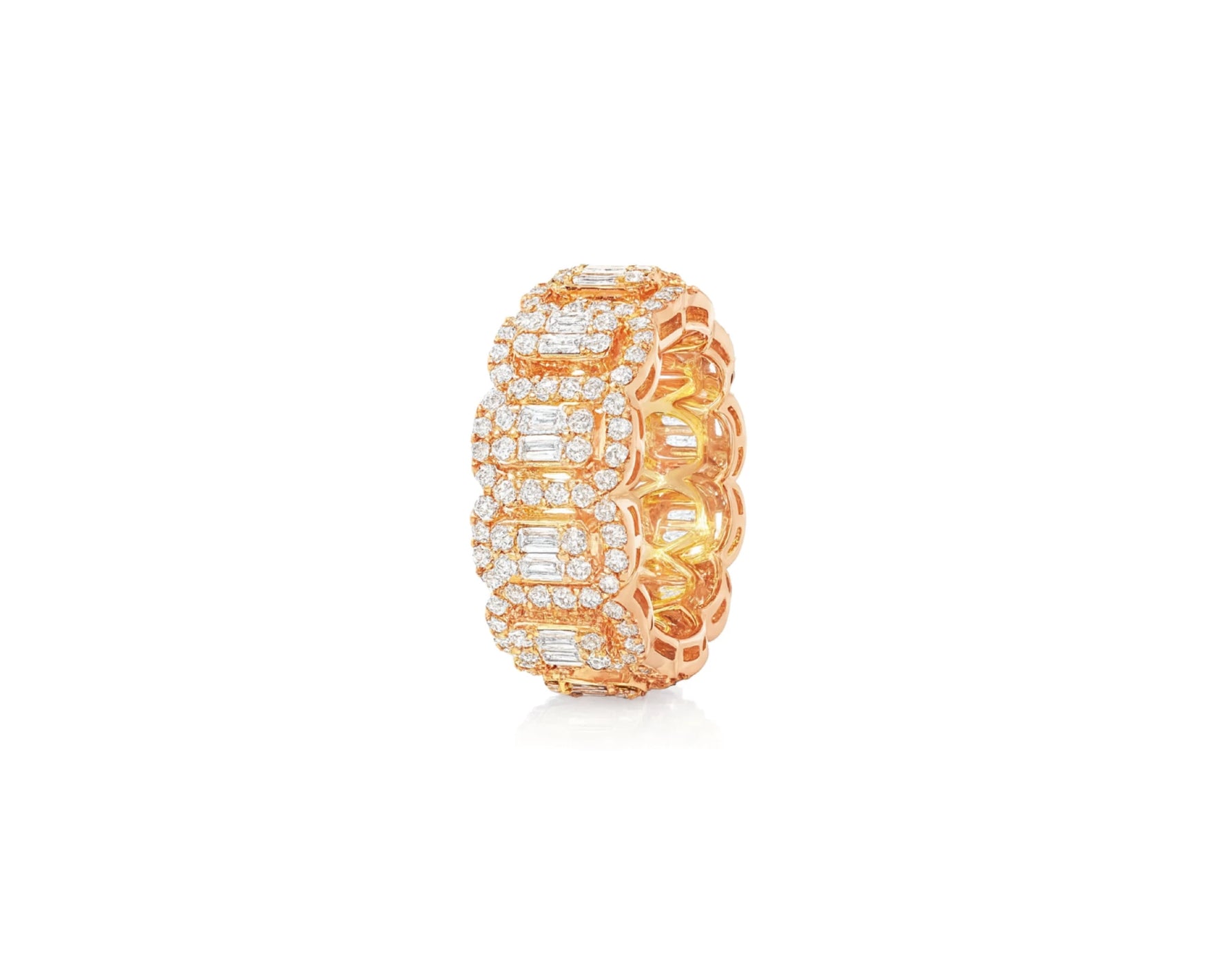 14k Natural Diamond Ring with Emerald-Cut & Round Cluster Design 3.45ct – lifestyle 1542