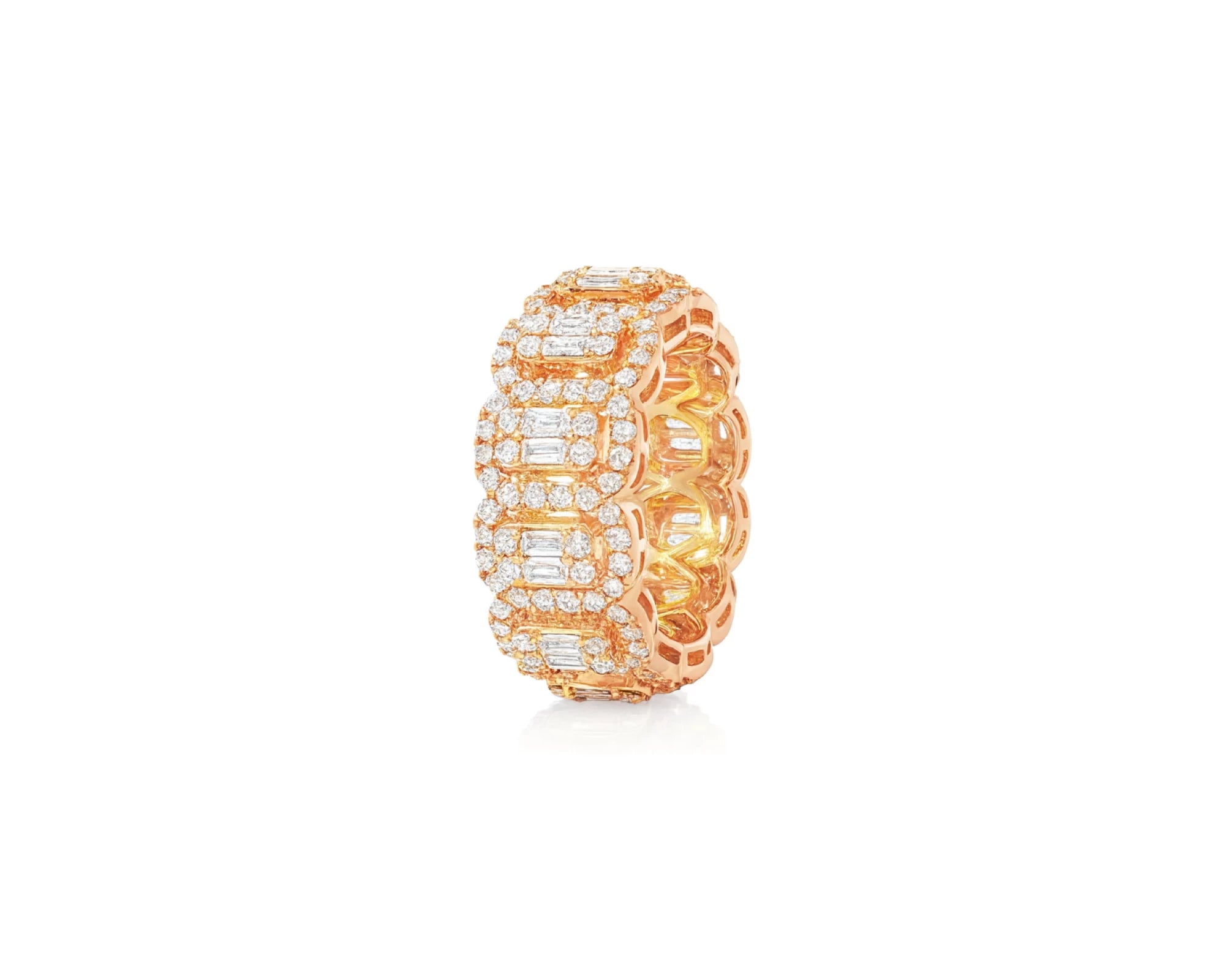 14k Natural Diamond Ring with Emerald-Cut & Round Cluster Design 3.45ct – lifestyle 1542
