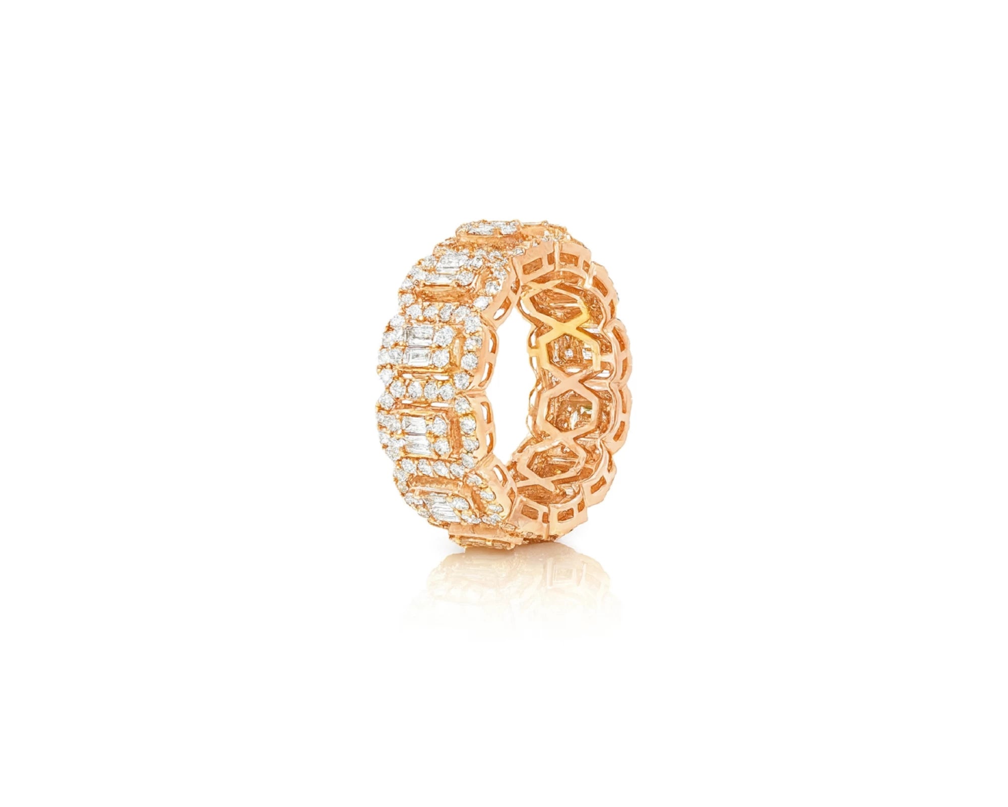14k Natural Diamond Ring with Emerald-Cut & Round Cluster Design 3.45ct – lifestyle 1543
