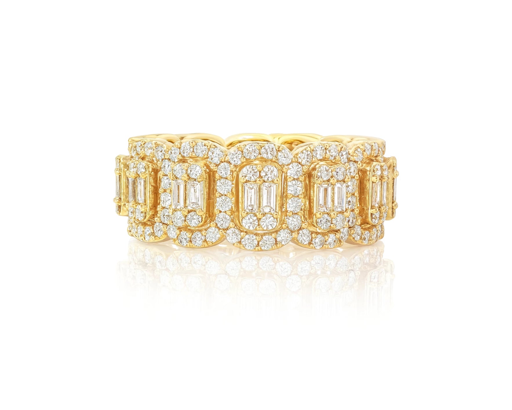 14k Natural Diamond Ring with Emerald-Cut & Round Cluster Design 3.45ct – lifestyle 1544