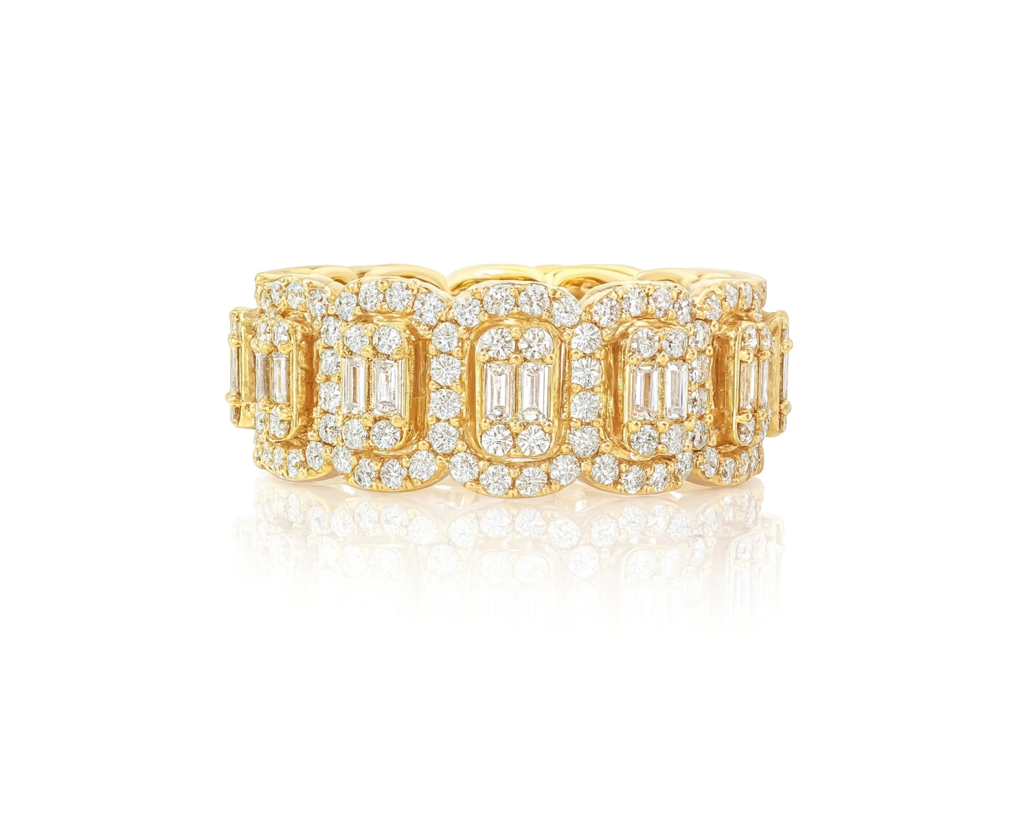14k Natural Diamond Ring with Emerald-Cut & Round Cluster Design 3.45ct – lifestyle 1544
