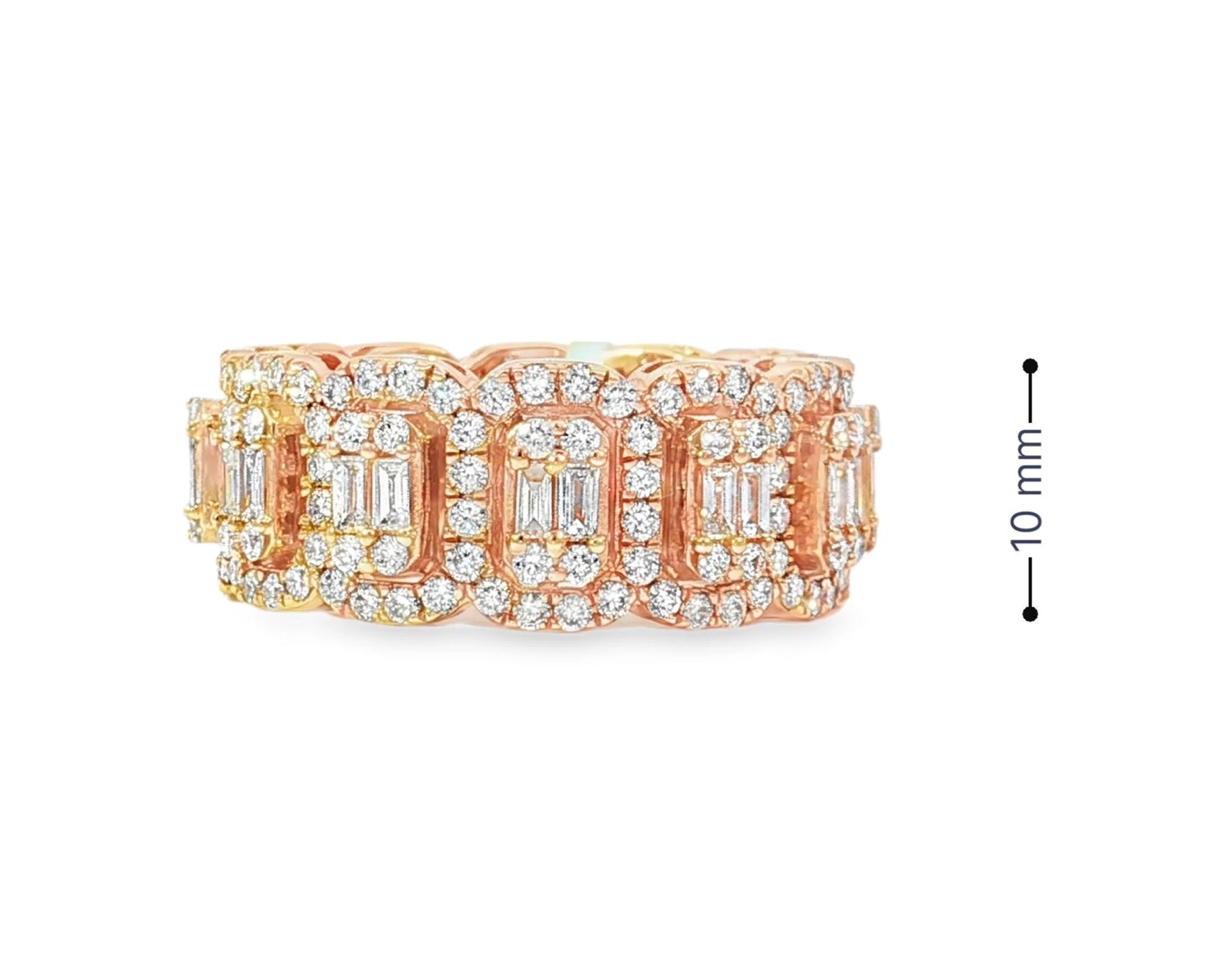 14k Natural Diamond Ring with Emerald-Cut & Round Cluster Design 3.45ct – lifestyle 3035