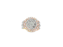 14k Natural Gold Diamond Round & Baguette Halo Cluster Ring 3.50ct