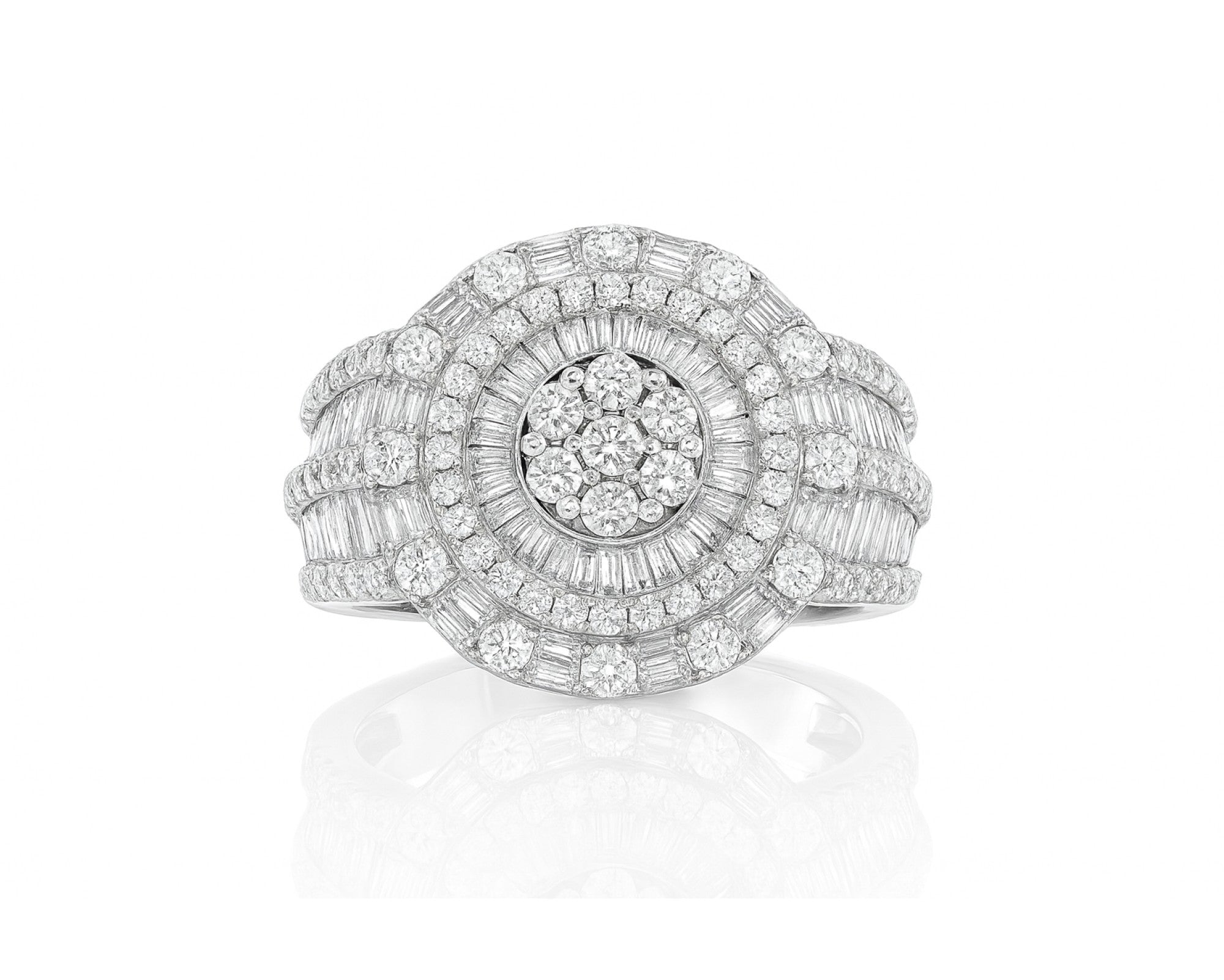 14k Natural Gold Diamond Round & Baguette Halo Cluster Ring 3.50ct – lifestyle 1296