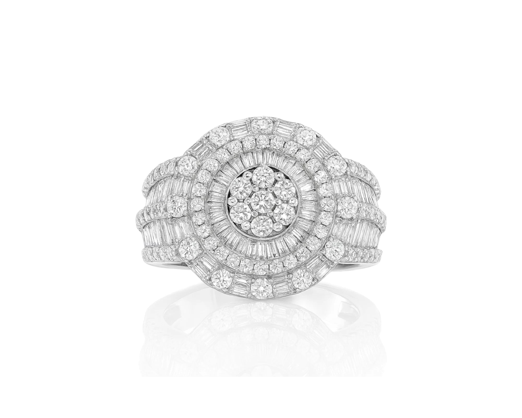 14k Natural Gold Diamond Round & Baguette Halo Cluster Ring 3.50ct – lifestyle 1296