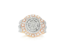 14k Natural Gold Diamond Round & Baguette Halo Cluster Ring 3.50ct