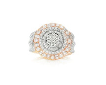 14k Natural Gold Diamond Round & Baguette Halo Cluster Ring 3.50ct