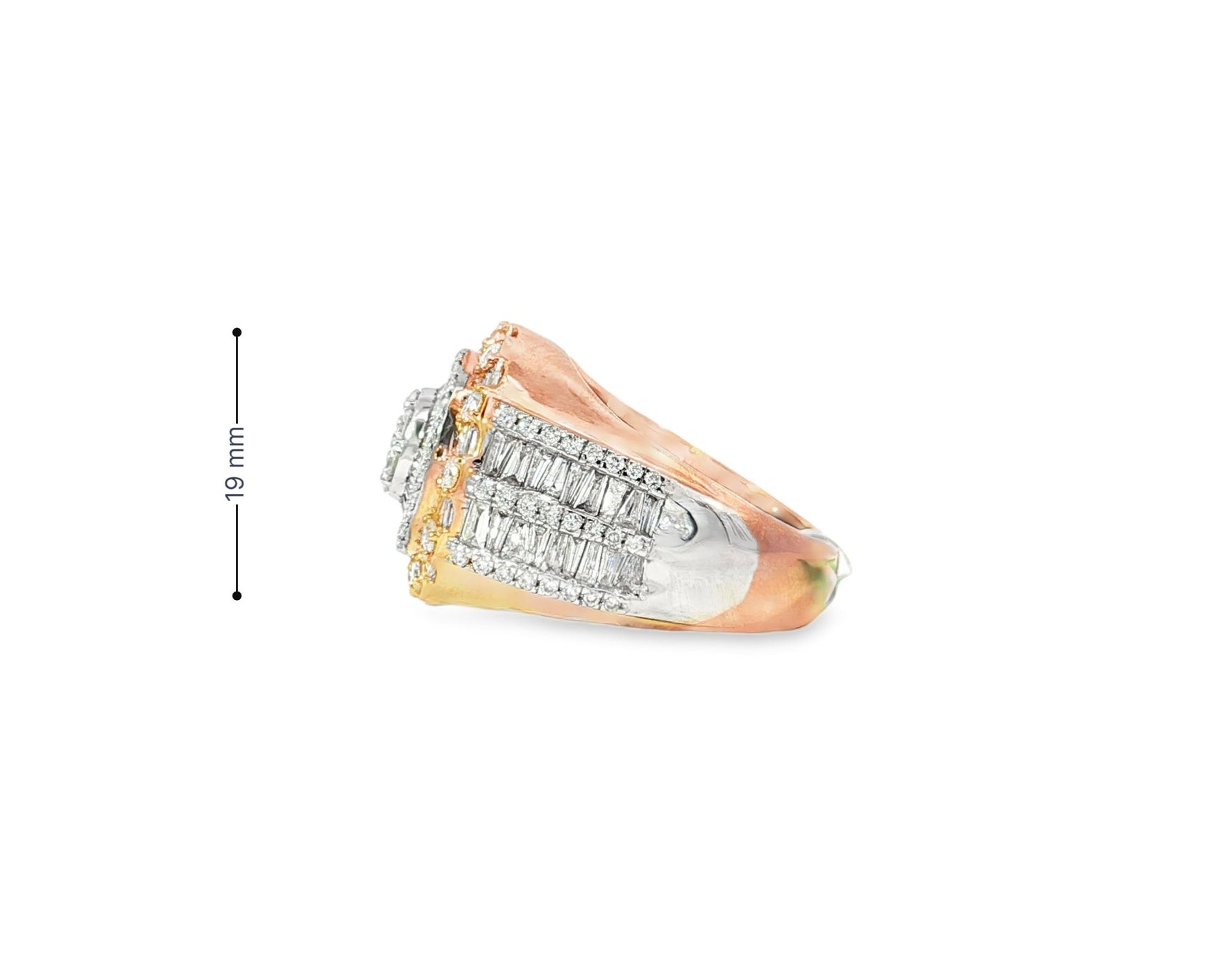 14k Natural Gold Diamond Round & Baguette Halo Cluster Ring 3.50ct – view 7
