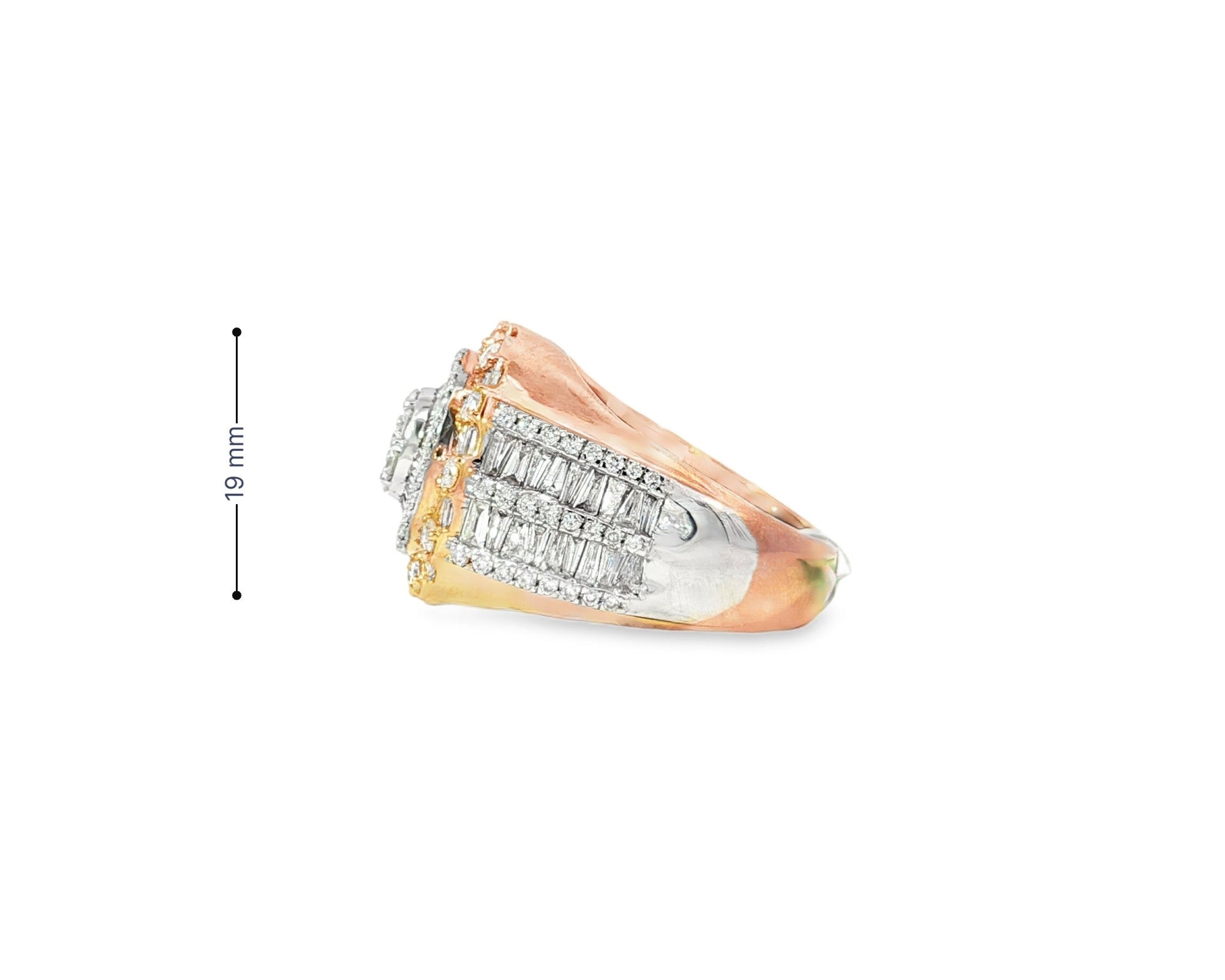 14k Natural Gold Diamond Round & Baguette Halo Cluster Ring 3.50ct – view 7