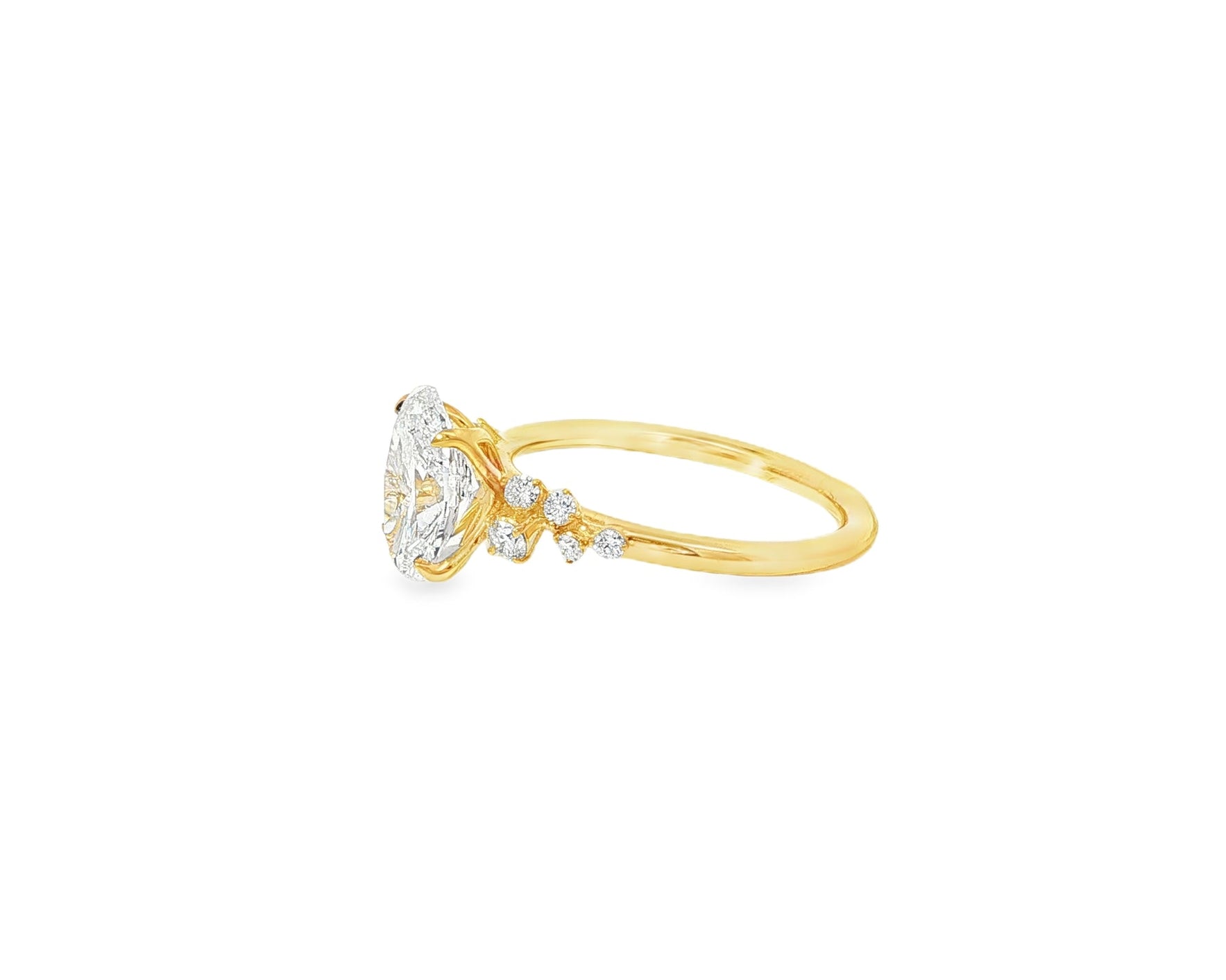 14k Oval - Cut Cascading Diamond Accent Engagement Ring 2.28 CT - AVI THE JEWELER