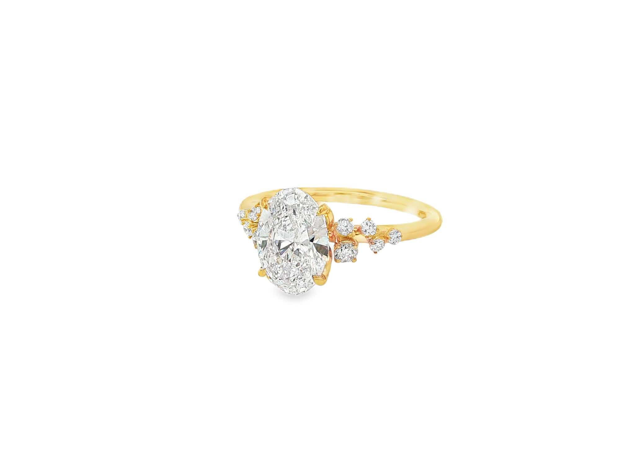 14k Oval - Cut Cascading Diamond Accent Engagement Ring 2.28 CT - AVI THE JEWELER