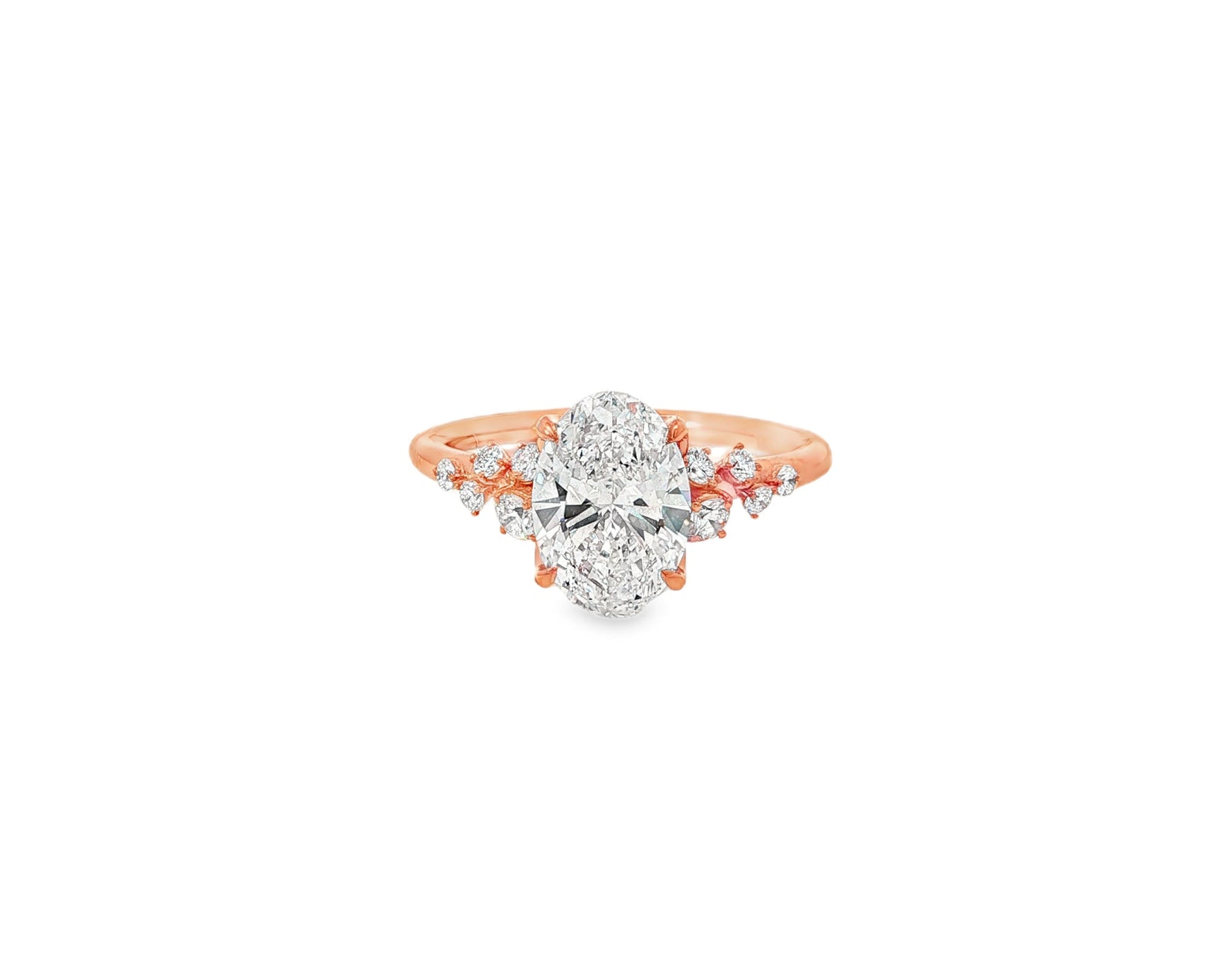 14k Oval - Cut Cascading Diamond Accent Engagement Ring 2.28 CT - AVI THE JEWELER