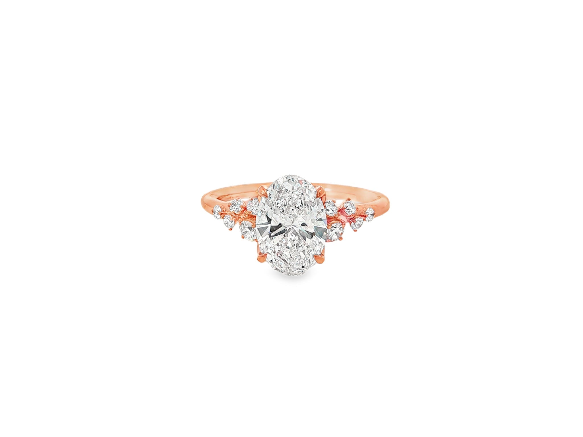 14k Oval - Cut Cascading Diamond Accent Engagement Ring 2.28 CT - AVI THE JEWELER
