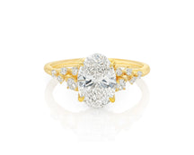 14k Oval-Cut Cascading Diamond Accent Engagement Ring 2.28 CT