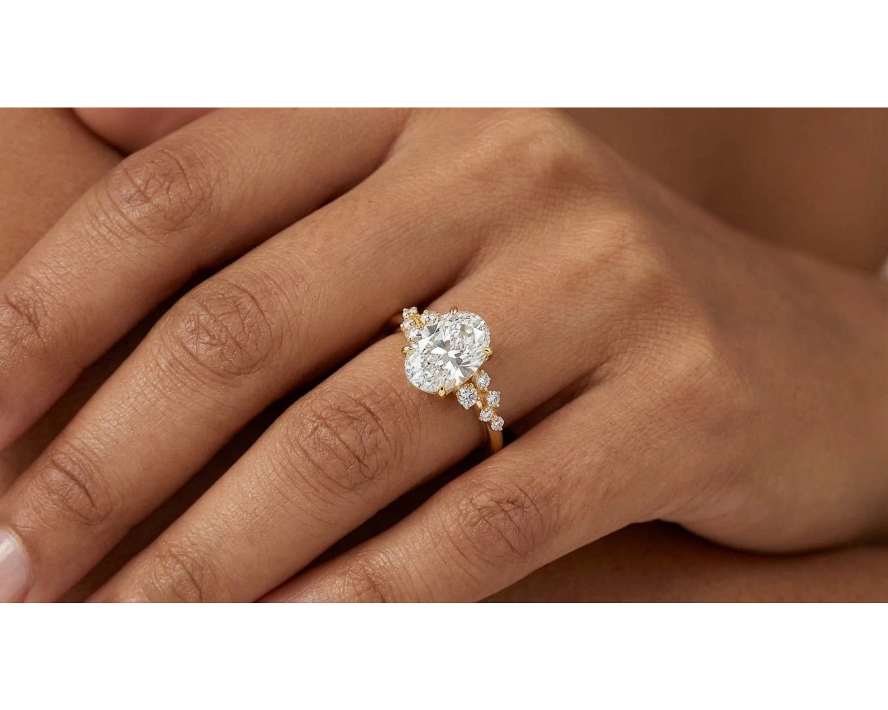 14k Oval-Cut Cascading Diamond Accent Engagement Ring 2.28 CT – view 2