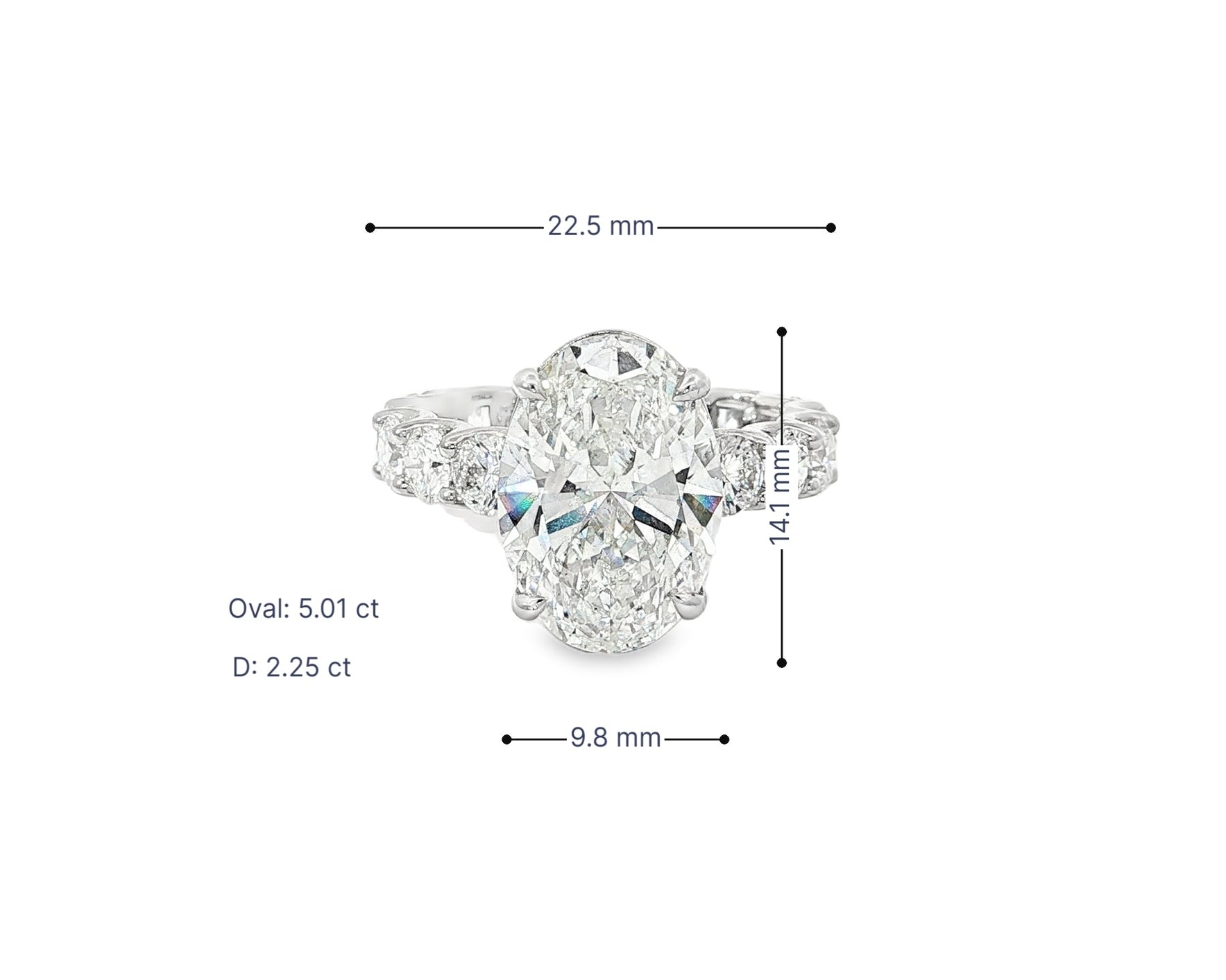 14k Oval Cut Diamond Eternity - Style Engagement Ring 7.26 CT - AVI THE JEWELER