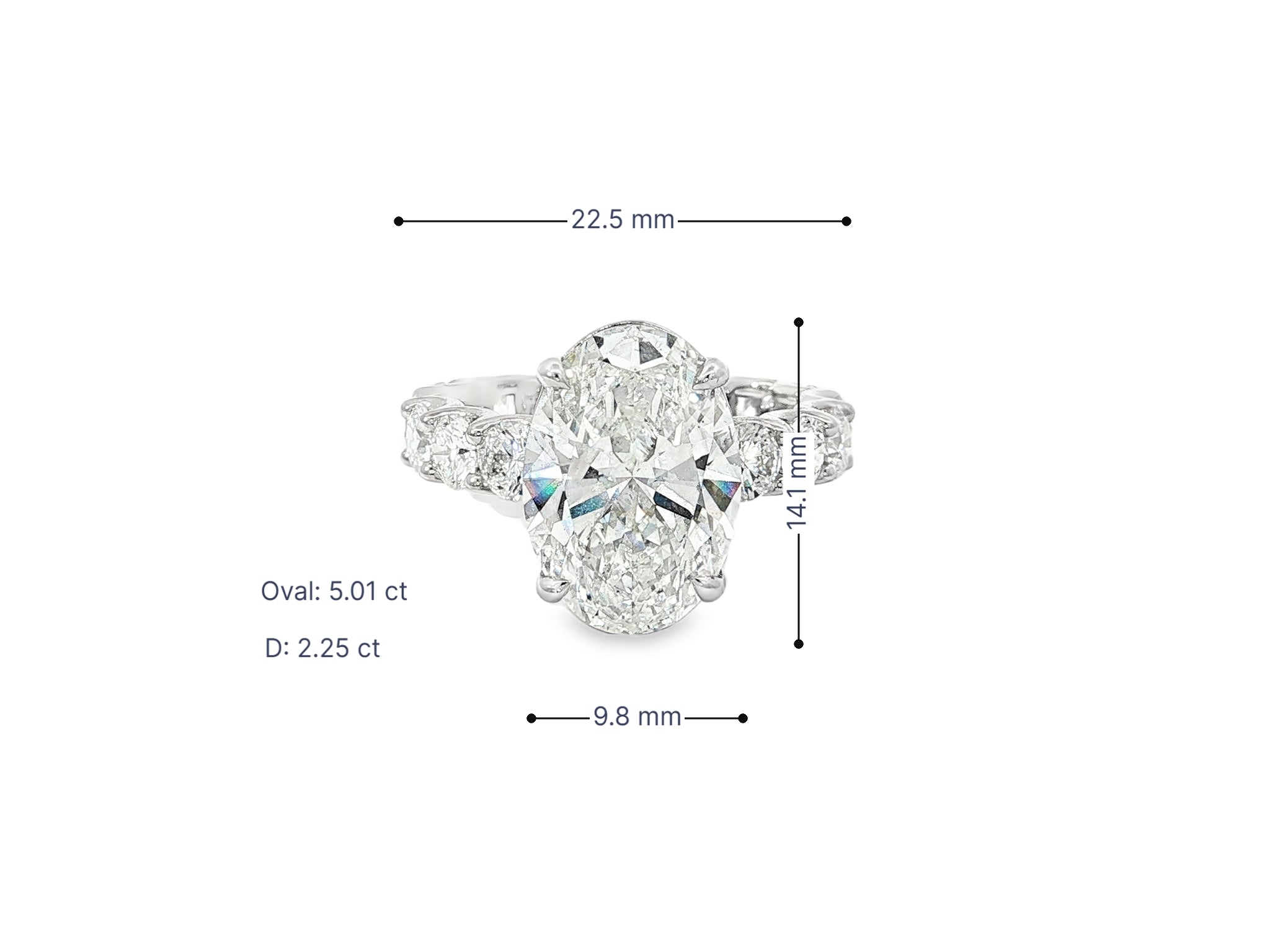14k Oval Cut Diamond Eternity - Style Engagement Ring 7.26 CT - AVI THE JEWELER