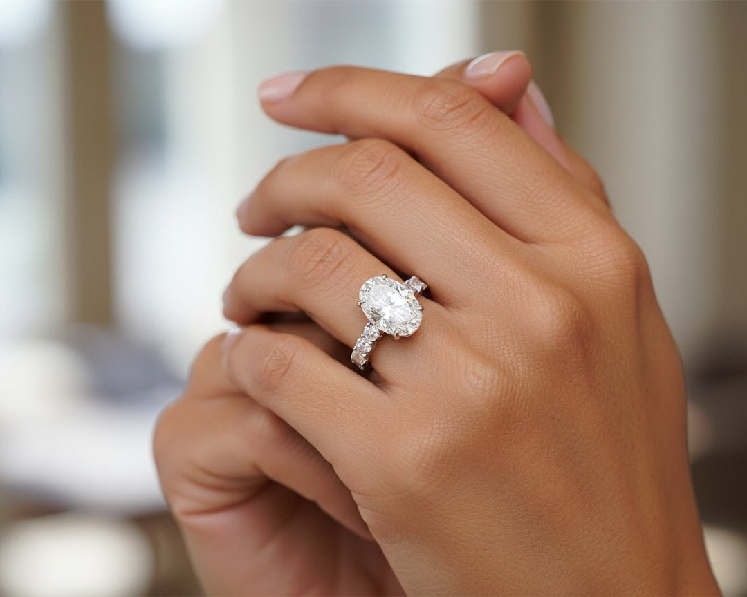 14k Oval Cut Diamond Eternity - Style Engagement Ring 7.26 CT - AVI THE JEWELER