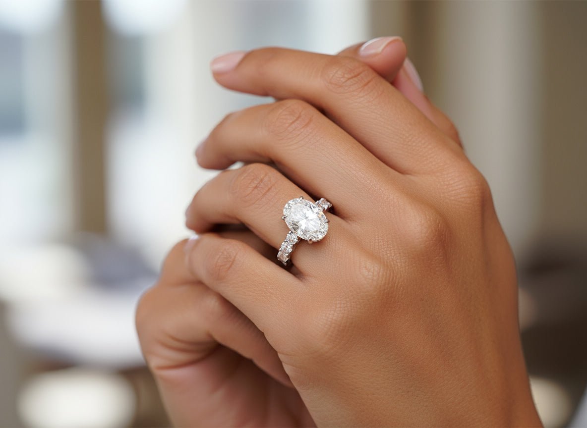 14k Oval Cut Diamond Eternity - Style Engagement Ring 7.26 CT - AVI THE JEWELER