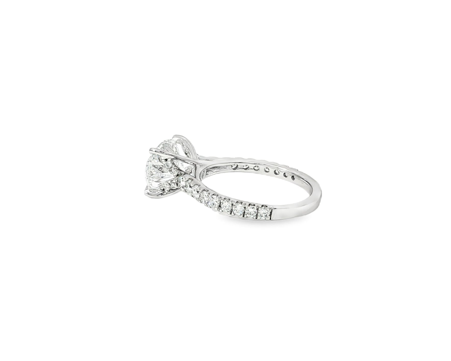 14k Oval Cut East to West Petite Micropavé Engagement Ring 3.54 CT - AVI THE JEWELER